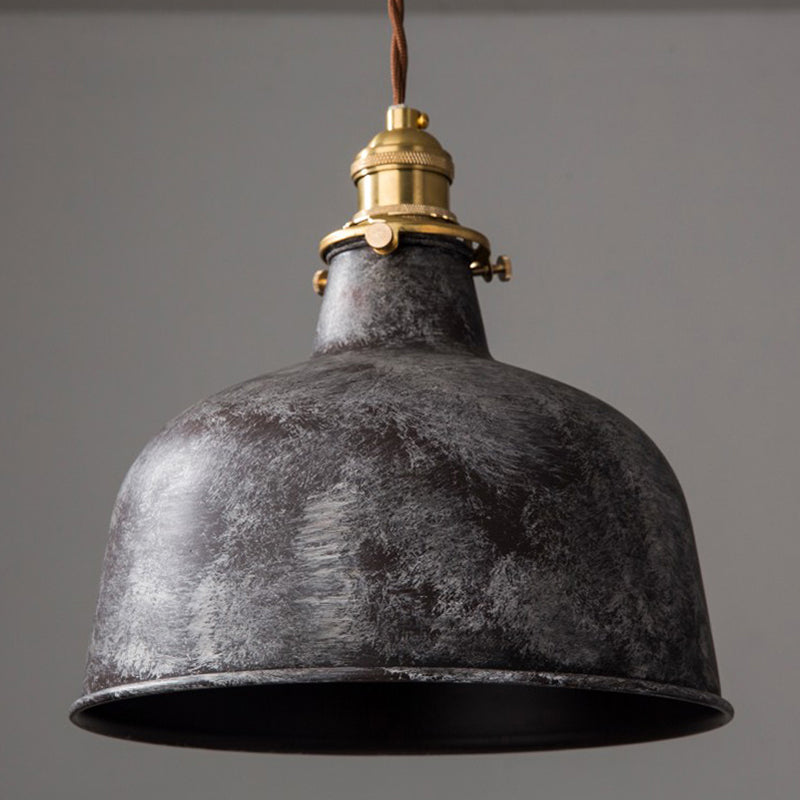 Taavita Industrial Wrought Iron Pendant Light 1 Light Metal Railroad Shade Lighting Feature in Aged Rust Finish