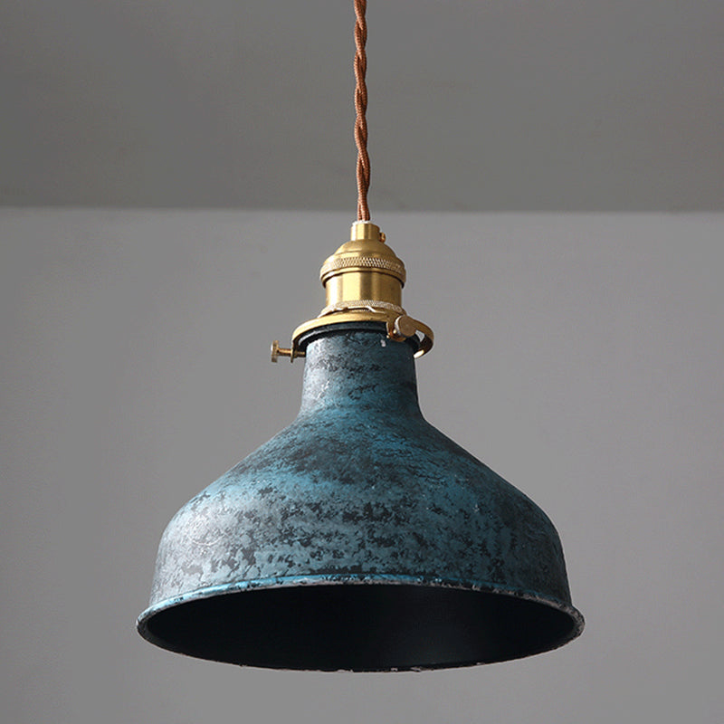 Taavita Industrial Wrought Iron Pendant Light 1 Light Metal Railroad Shade Lighting Feature in Aged Rust Finish