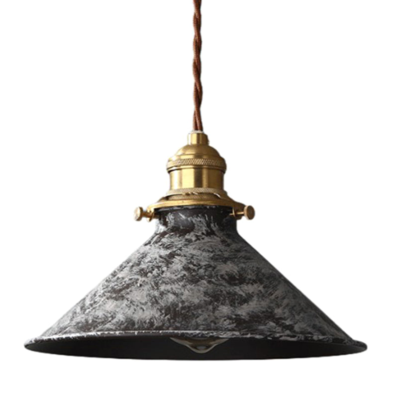 Taavita Industrial Wrought Iron Pendant Light 1 Light Metal Railroad Shade Lighting Feature in Aged Rust Finish