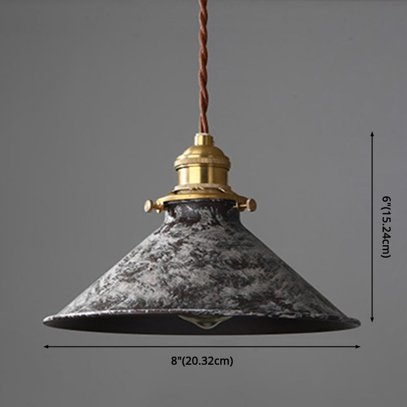 Taavita Industrial Wrought Iron Pendant Light 1 Light Metal Railroad Shade Lighting Feature in Aged Rust Finish