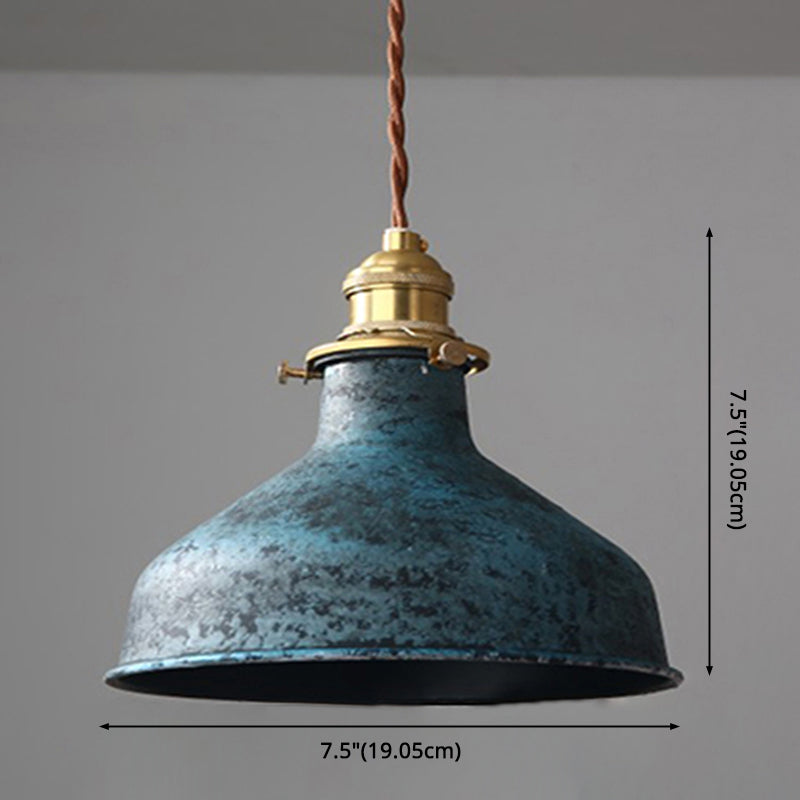 Taavita Industrial Wrought Iron Pendant Light 1 Light Metal Railroad Shade Lighting Feature in Aged Rust Finish