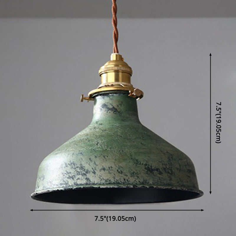 Taavita Industrial Wrought Iron Pendant Light 1 Light Metal Railroad Shade Lighting Feature in Aged Rust Finish