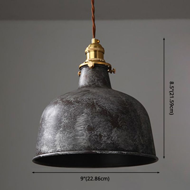 Taavita Industrial Wrought Iron Pendant Light 1 Light Metal Railroad Shade Lighting Feature in Aged Rust Finish