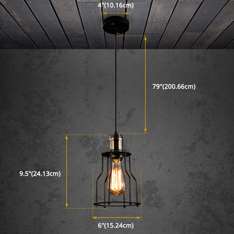 Taavita Retro Industrial Style Decorative Hanging Lamp Black Wrought Iron Frame Single Light Pendant Light for Restaurant Bar