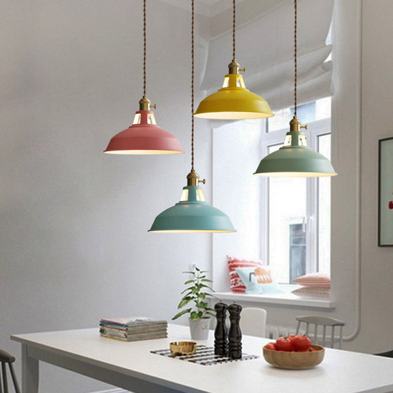 Taavita Metal Shade Pendant Lamp 1 Light Nordic Style Macaron Colored Hanging Light