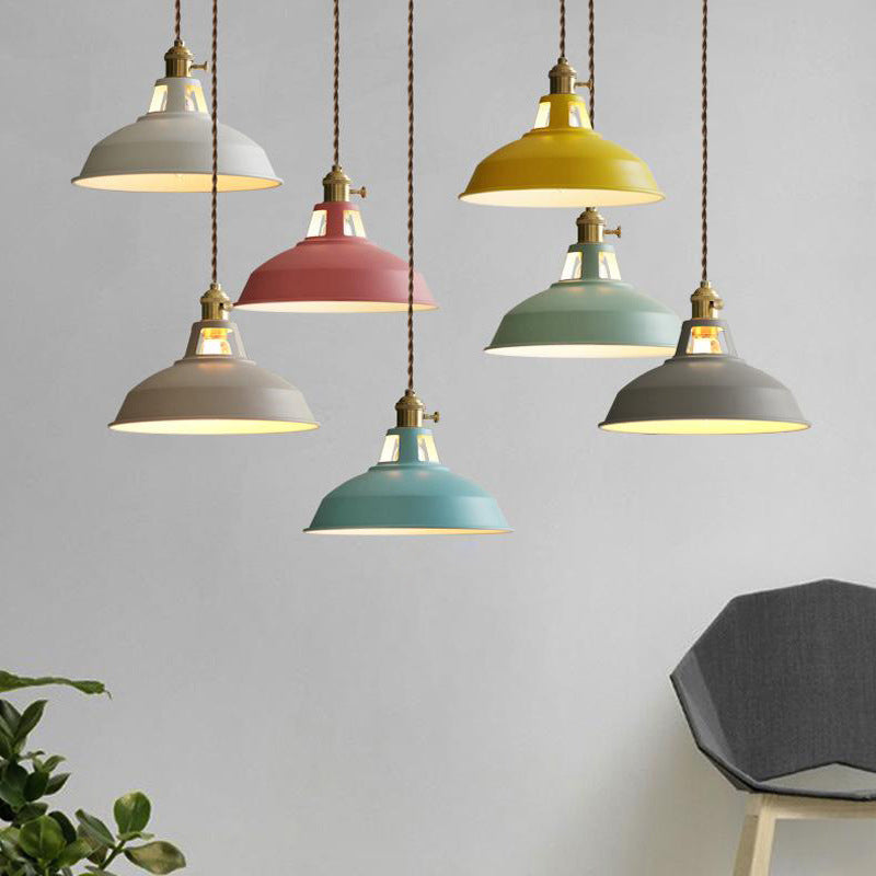 Taavita Metal Shade Pendant Lamp 1 Light Nordic Style Macaron Colored Hanging Light