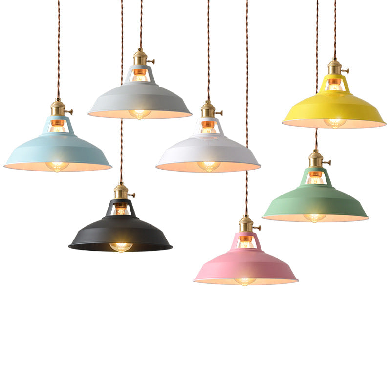 Taavita Metal Shade Pendant Lamp 1 Light Nordic Style Macaron Colored Hanging Light