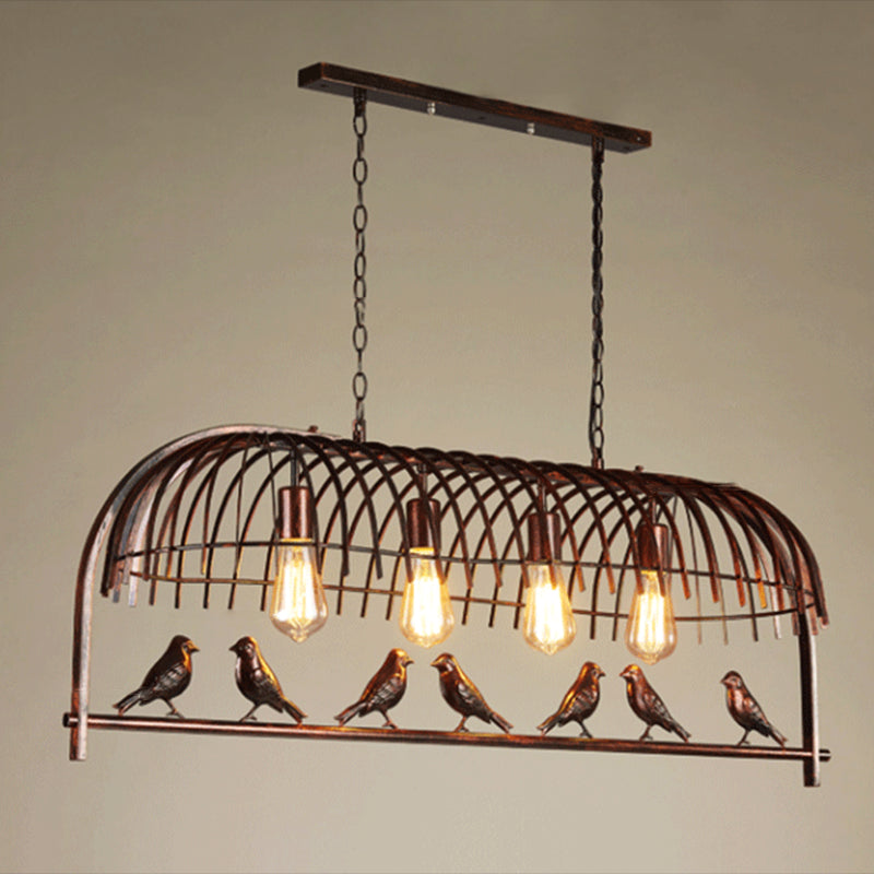 Bird Cage Dining Room Ceiling Suspension Light Farmhouse Metal Hanging Light over Island Clearhalo 'Ceiling Lights' 'Island Lights' 'Lighting' 2612524