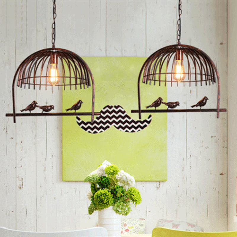 Bird Cage Dining Room Ceiling Suspension Light Farmhouse Metal Hanging Light over Island Clearhalo 'Ceiling Lights' 'Island Lights' 'Lighting' 2612526