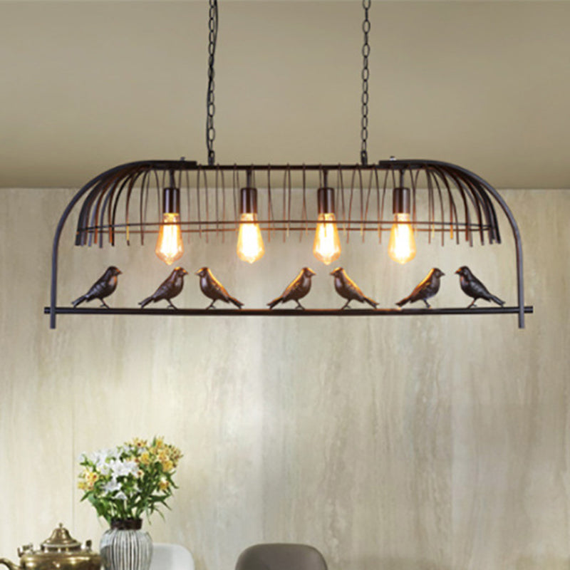 Bird Cage Dining Room Ceiling Suspension Light Farmhouse Metal Hanging Light over Island Clearhalo 'Ceiling Lights' 'Island Lights' 'Lighting' 2612518