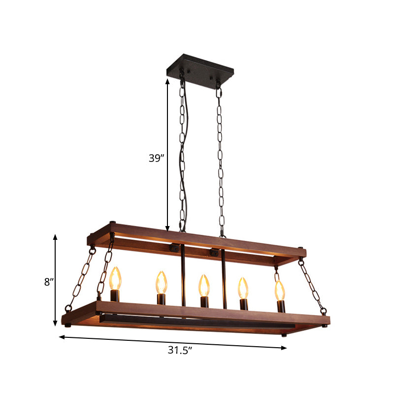 Taavita Vintage Hanging Pendant Light Fixture with 3/5 Lights for Dining Room Island in Brown