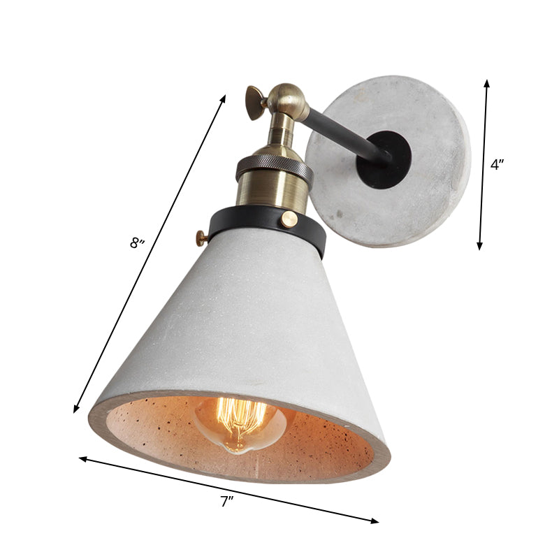 Taavita Kegel/Cylinder/Bowl Bedroom Wall-Mounted Light Cement 1 Head Gray Industrial Style Adjustable Wall Lamps