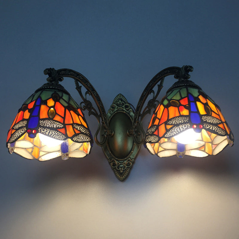 Taavita Vanity Lamp 2 Lights Dragonfly Wall Light with Multi-Colored for Mirror Cabinet