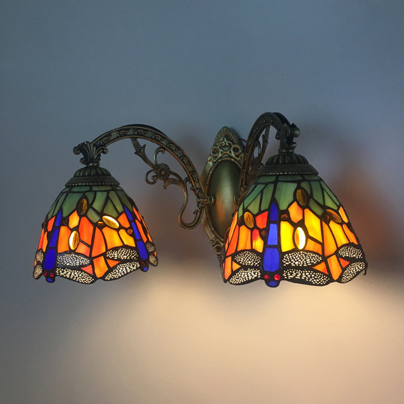 Taavita Vanity Lamp 2 Lights Dragonfly Wall Light with Multi-Colored for Mirror Cabinet