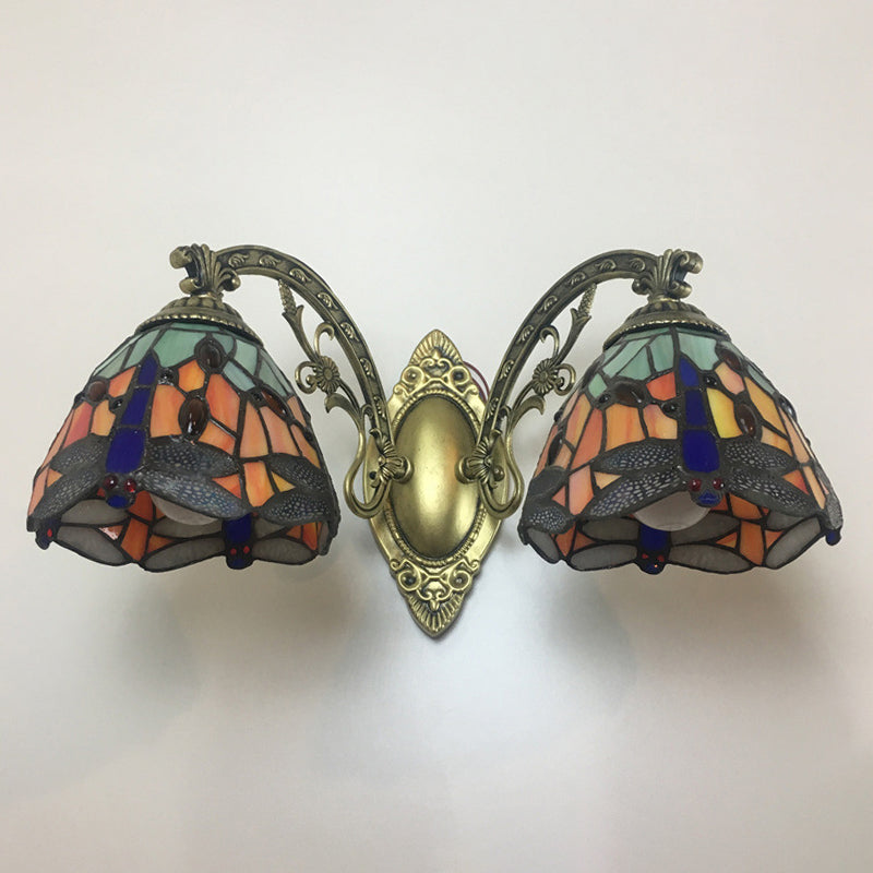 Taavita Vanity Lamp 2 Lights Dragonfly Wall Light with Multi-Colored for Mirror Cabinet