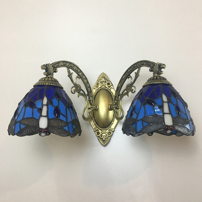 Taavita Vanity Lamp 2 Lights Dragonfly Wall Light with Multi-Colored for Mirror Cabinet