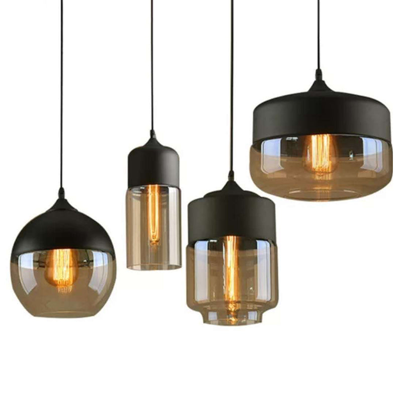 Taavita Pendant Light Retro Industrial Style Clear Amber Glass Pendant Ceiling Lights for the Restaurant