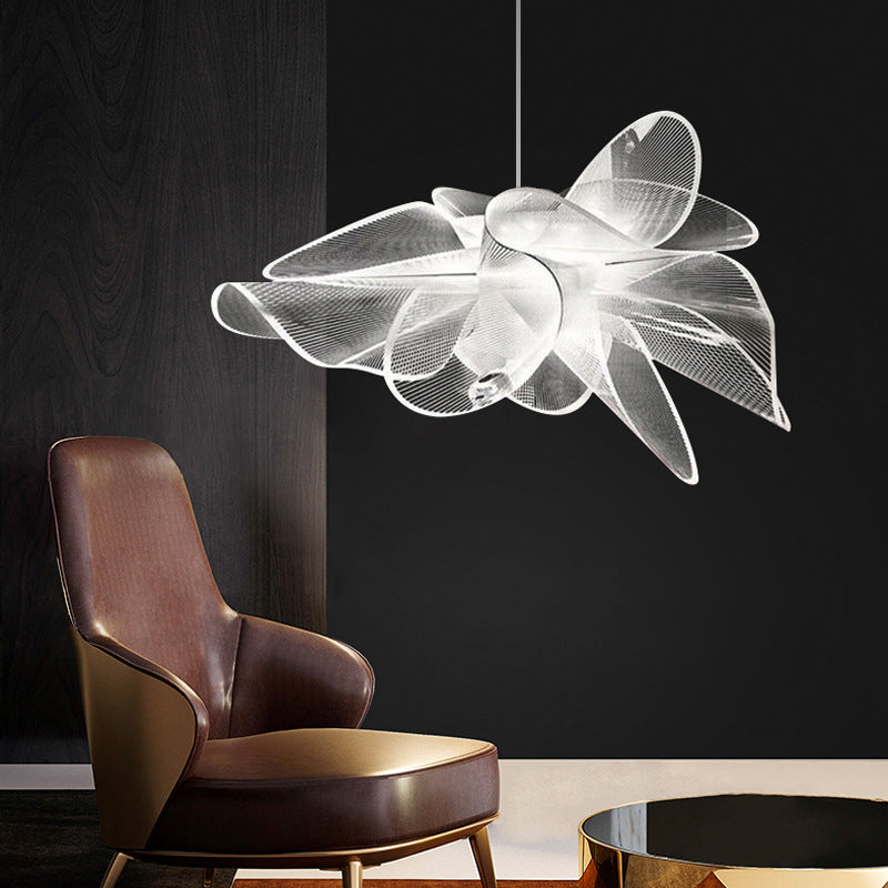 Floral LED Pendant Lighting for Decorative Plastic Café Chandelier in White