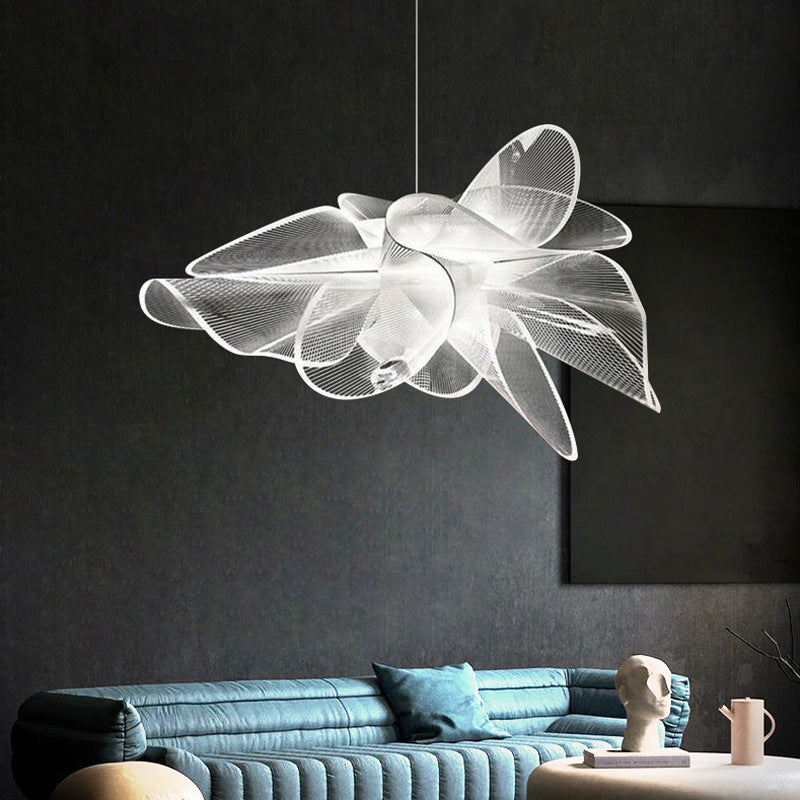 Floral LED Pendant Lighting for Decorative Plastic Café Chandelier in White