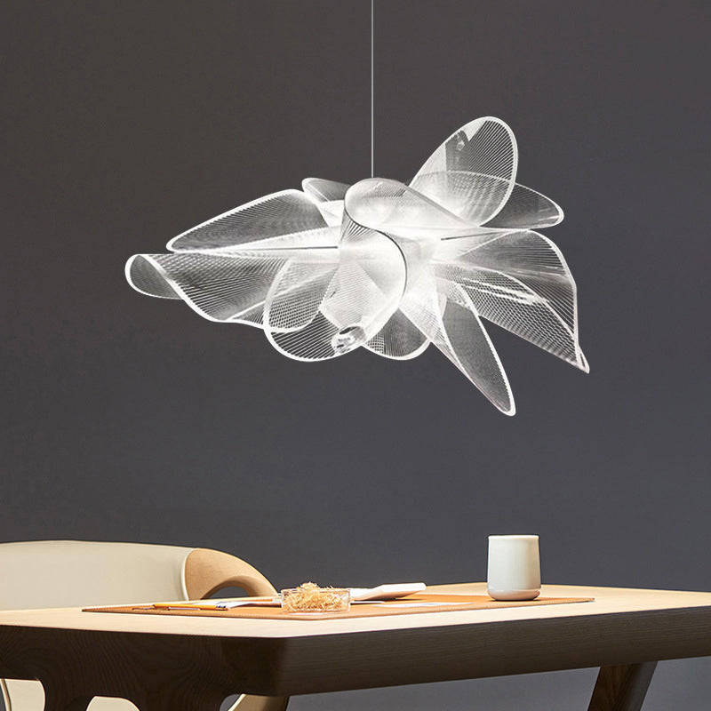 Floral LED Pendant Lighting for Decorative Plastic Café Chandelier in White