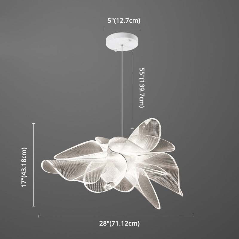 Floral LED Pendant Lighting for Decorative Plastic Café Chandelier in White