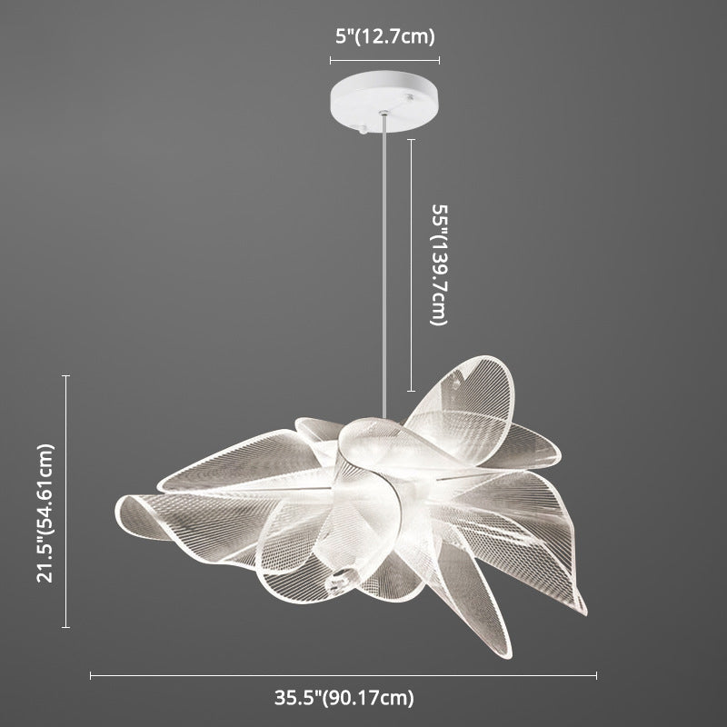 Floral LED Pendant Lighting for Decorative Plastic Café Chandelier in White