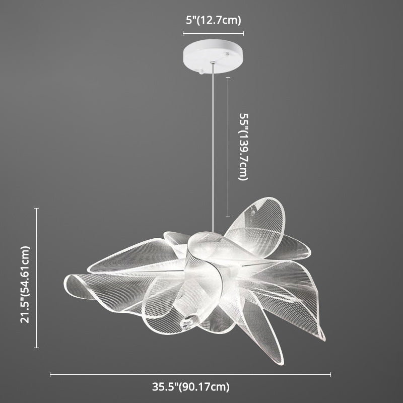 Floral LED Pendant Lighting for Decorative Plastic Café Chandelier in White