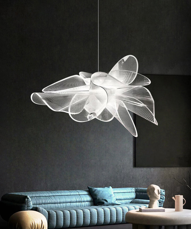 Floral LED Pendant Lighting for Decorative Plastic Café Chandelier in White