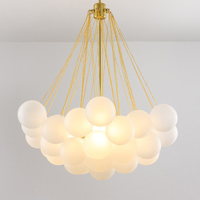 Stylish Nordic Chandelier with Frozen White Glass Bubble Suspension for Living Room