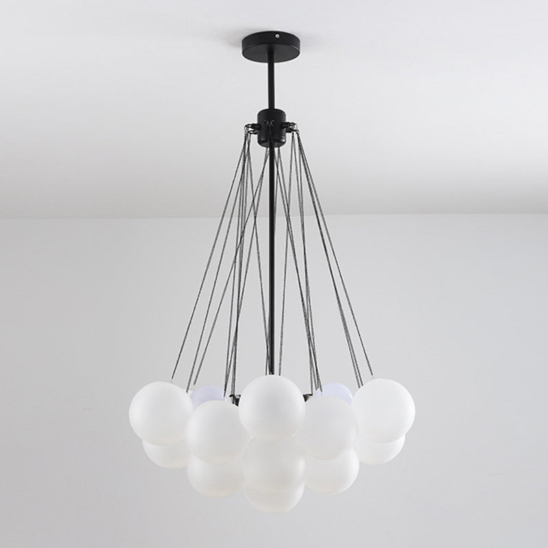 Stylish Nordic Chandelier with Frozen White Glass Bubble Suspension for Living Room