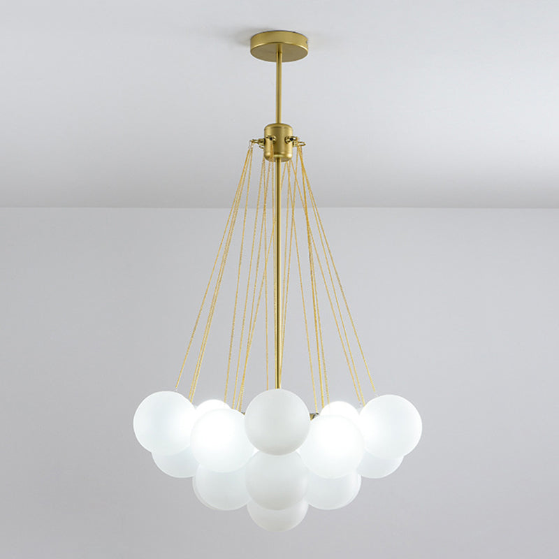 Frosted White Glass Bubbles Suspension Light Stylish Nordic Chandelier for Living Room 19 Black Clearhalo 'Ceiling Lights' 'Chandeliers' Lighting' 2618711