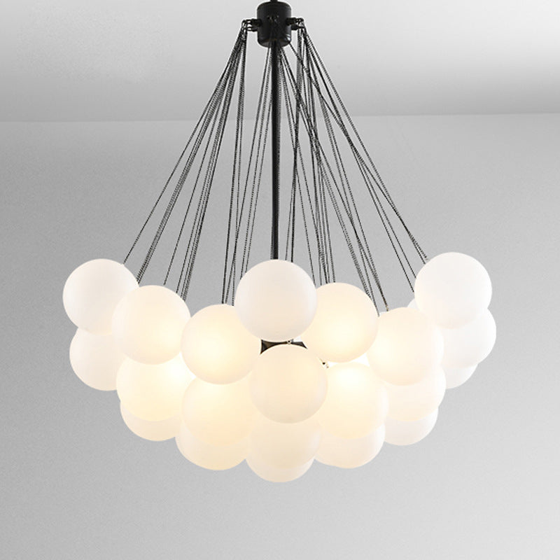 Stylish Nordic Chandelier with Frozen White Glass Bubble Suspension for Living Room