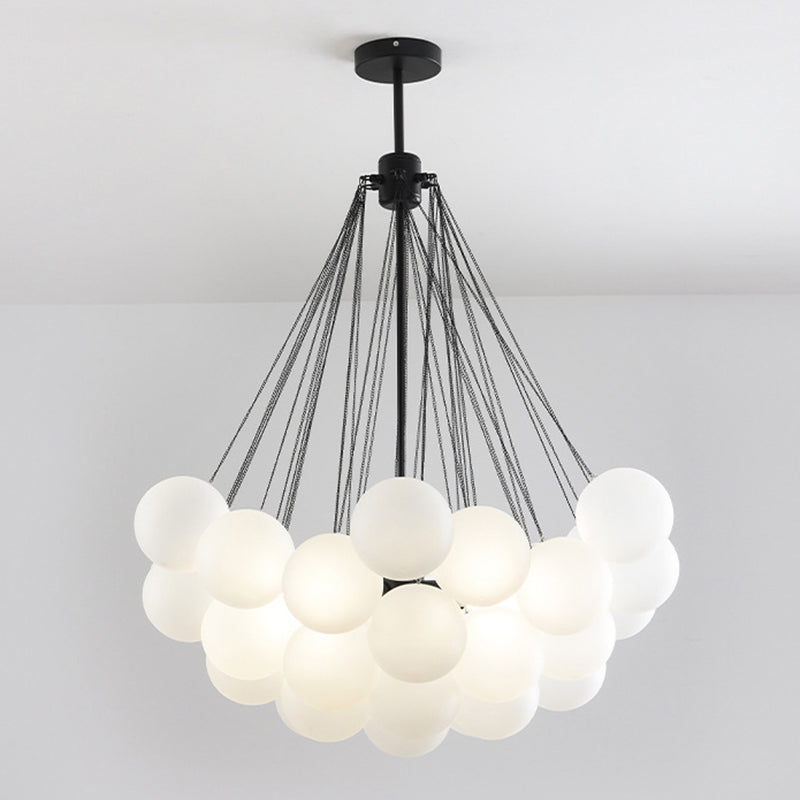 Frosted White Glass Bubbles Suspension Light Stylish Nordic Chandelier for Living Room 37 Gold Clearhalo 'Ceiling Lights' 'Chandeliers' Lighting' 2618716