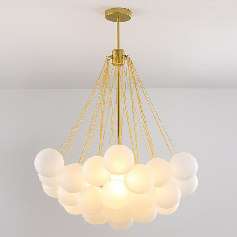 Frosted White Glass Bubbles Suspension Light Stylish Nordic Chandelier for Living Room Clearhalo 'Ceiling Lights' 'Chandeliers' Lighting' 2618718