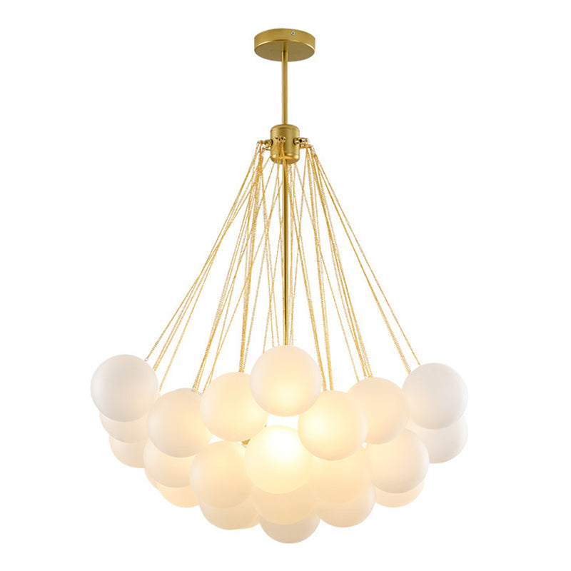 Stylish Nordic Chandelier with Frozen White Glass Bubble Suspension for Living Room