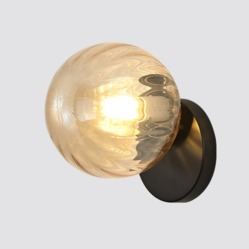 Modern Simplicity Wall Sconce 1 Light Metal Wall Lamp with Glass Ball Shade Clearhalo 'Wall Lamps & Sconces' 'Wall Lights' Lighting' 2627691