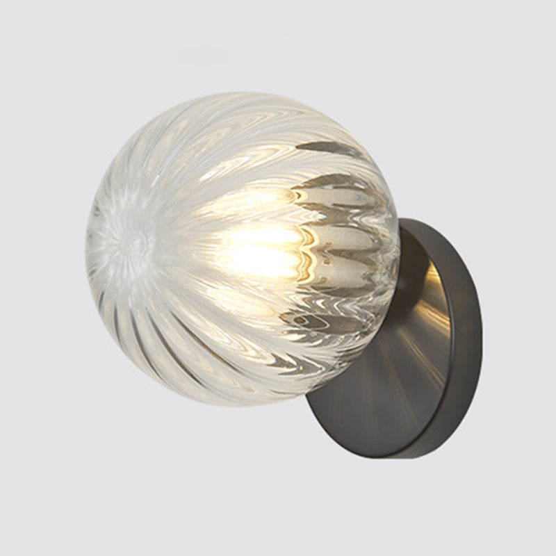 Modern Simplicity Wall Sconce 1 Light Metal Wall Lamp with Glass Ball Shade Clearhalo 'Wall Lamps & Sconces' 'Wall Lights' Lighting' 2627689