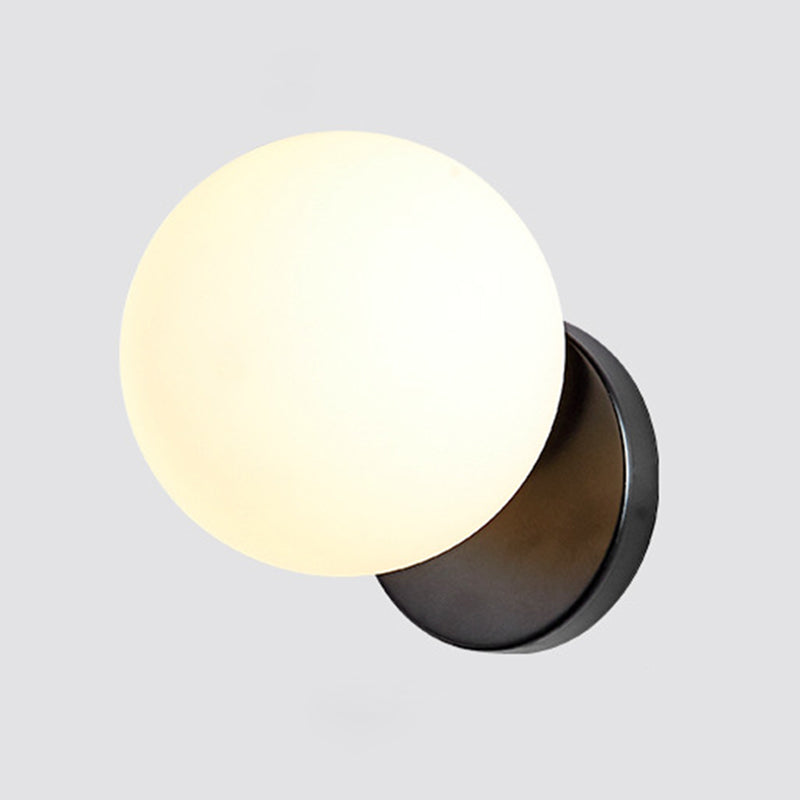 Taavita Modern Simplicity Wall Light 1 Light Metal Wall Lamp with Glass Ball Shade - Gold Black, Milk White Clear Amber, Hardwired, 9 Inches & Under