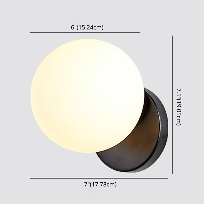 Taavita Modern Simplicity Wall Light 1 Light Metal Wall Lamp with Glass Ball Shade - Gold Black, Milk White Clear Amber, Hardwired, 9 Inches & Under