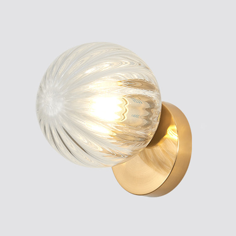 Modern Simplicity Wall Sconce 1 Light Metal Wall Lamp with Glass Ball Shade Clearhalo 'Wall Lamps & Sconces' 'Wall Lights' Lighting' 2627682