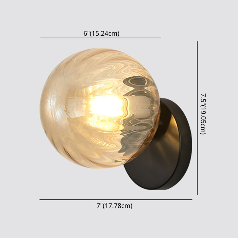 Taavita Modern Simplicity Wall Light 1 Light Metal Wall Lamp with Glass Ball Shade - Gold Black, Milk White Clear Amber, Hardwired, 9 Inches & Under