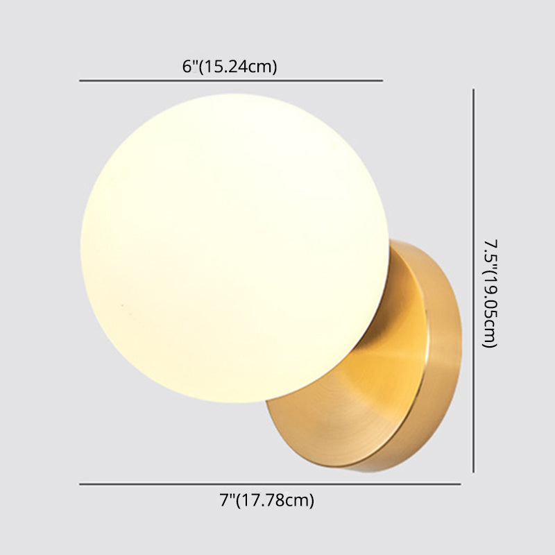 Taavita Modern Simplicity Wall Light 1 Light Metal Wall Lamp with Glass Ball Shade - Gold Black, Milk White Clear Amber, Hardwired, 9 Inches & Under