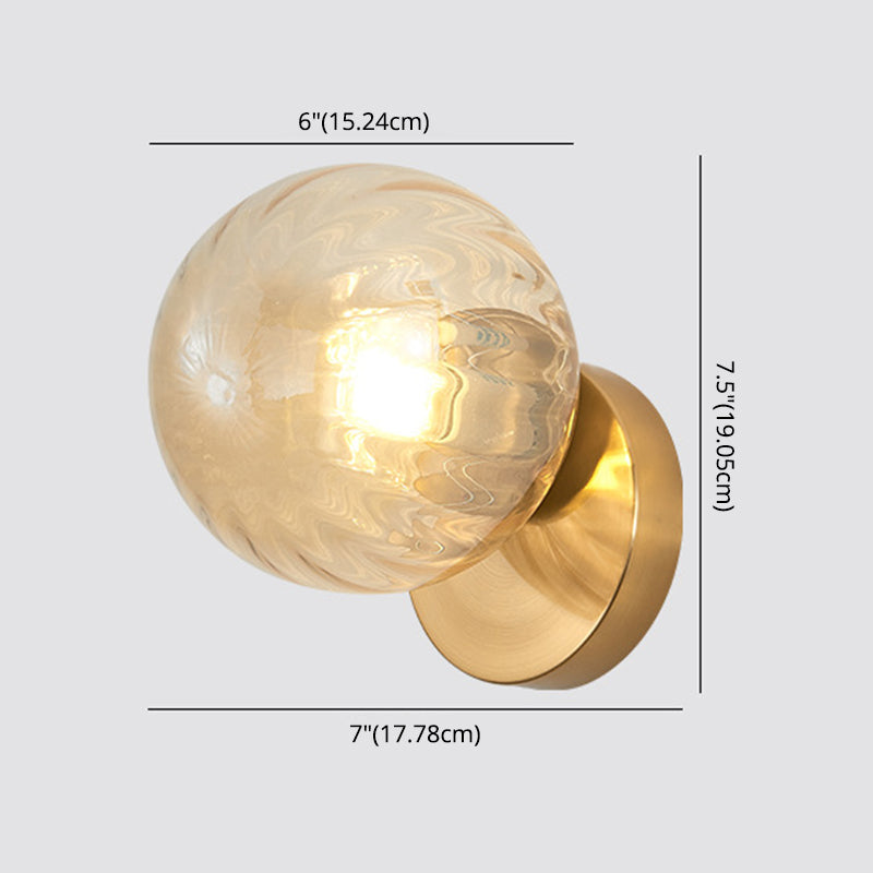 Taavita Modern Simplicity Wall Light 1 Light Metal Wall Lamp with Glass Ball Shade - Gold Black, Milk White Clear Amber, Hardwired, 9 Inches & Under