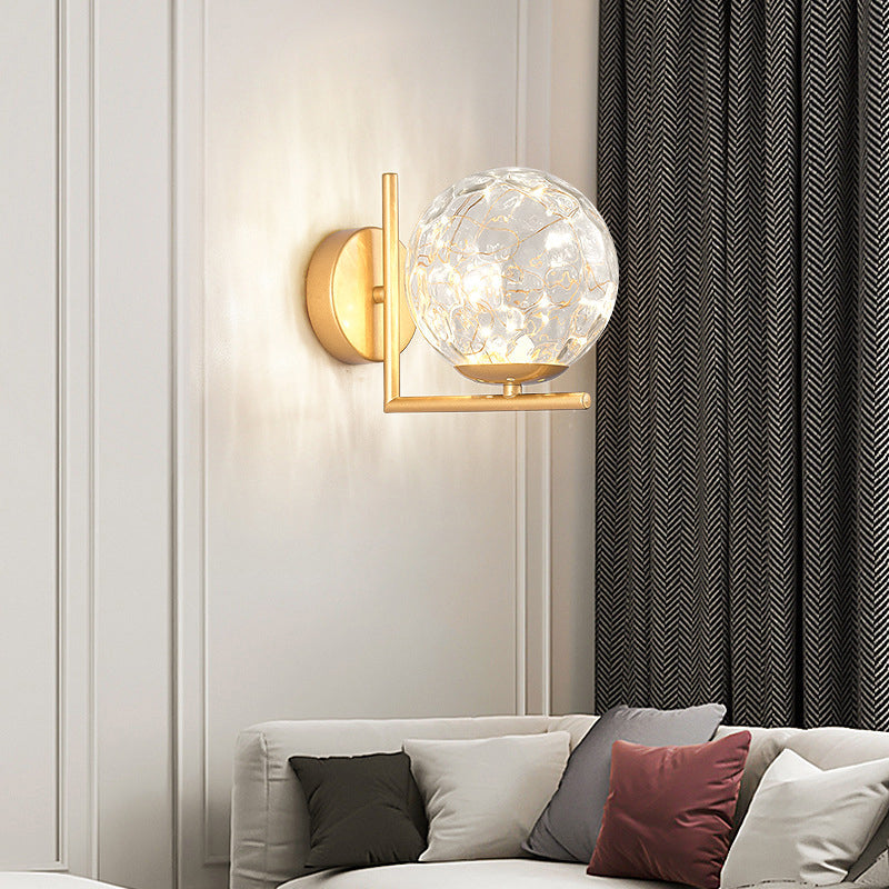 Taavita 1 Head Ambient Lighting Wall Sconce Creative Star Light Lamp for Bedroom in Black Gold with Cognac Clear Shade