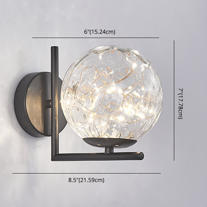 Taavita 1 Head Ambient Lighting Wall Sconce Creative Star Light Lamp for Bedroom in Black Gold with Cognac Clear Shade