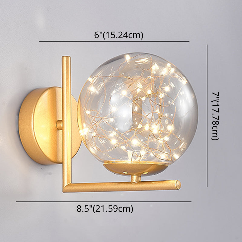 Taavita 1 Head Ambient Lighting Wall Sconce Creative Star Light Lamp for Bedroom in Black Gold with Cognac Clear Shade