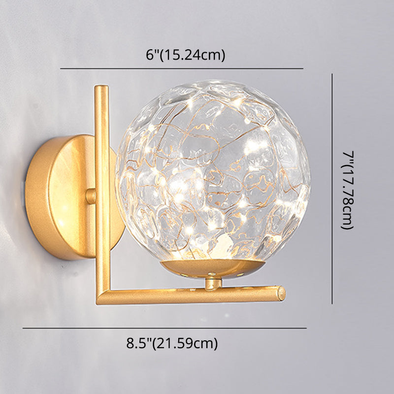 Taavita 1 Head Ambient Lighting Wall Sconce Creative Star Light Lamp for Bedroom in Black Gold with Cognac Clear Shade