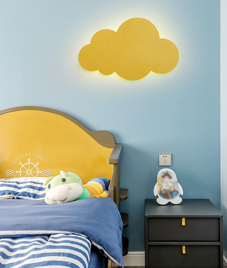 Taavita Cloud Shape Macaroon Wall Lamp Sconce with Colorful Acrylic Shade for Bedroom - LED, Hardwired, Modern Design, White Pink Blue Yellow Colors