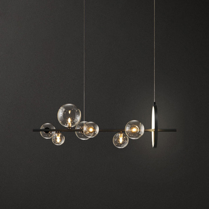 Modern Black Spherical Clear Glass Pendant Lighting for Island Ceiling Light over Dining Table