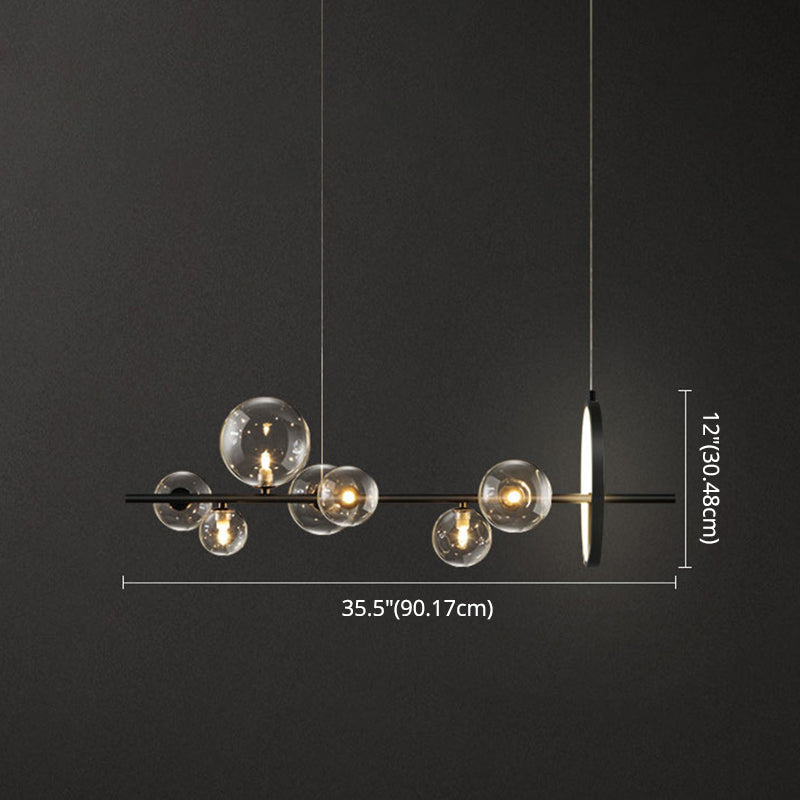 Modern Black Spherical Clear Glass Pendant Lighting for Island Ceiling Light over Dining Table